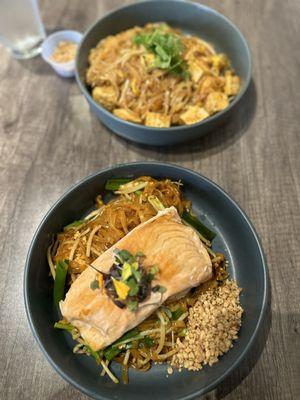 Pad Thai with salmon + pad Thai with tofu