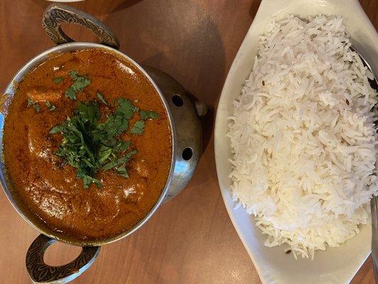 Paneer Tikka Masala, steamed basmati rice