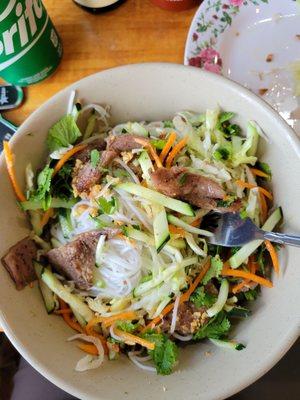 Vermicelli with grilled pork and egg roll. I ate the egg roll before taking pic