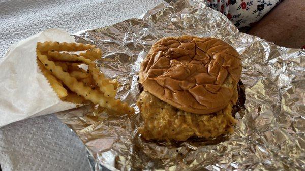 Fried pork tenderloin and fries