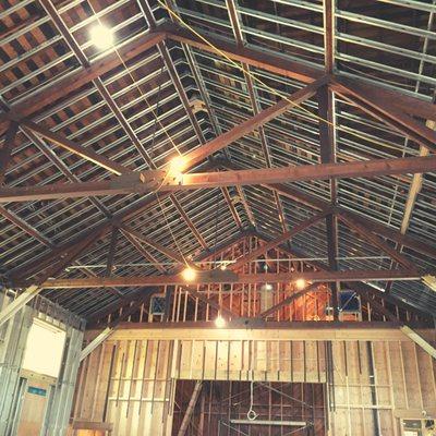 We're so excited to keep the beautiful vaulted ceilings as part of our historic reconstruction.