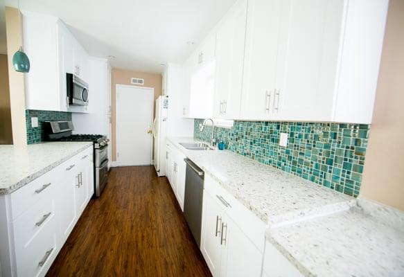 Kitchen with new stainless steel appliances