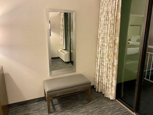 Full length mirror and bench