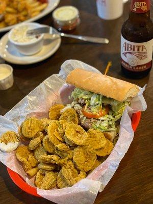 Roast beef poboy and Abita Amber Beer