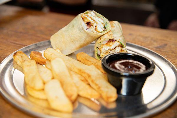 Chicken Wrap served with Seasoned Steak Fries