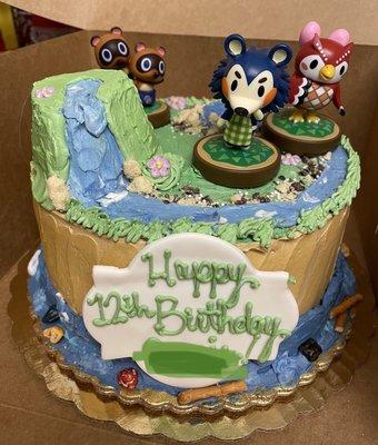 They created the cutest Animal Crossing scene for my cake!!!! (Figurines not included, I bought from Amz)