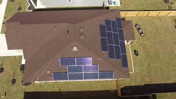 Solar Panel Installation, Drone view