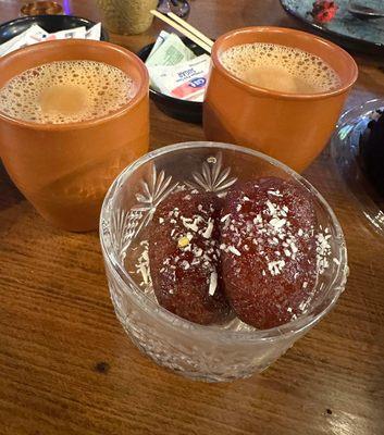 Gulab Jamun with hot chai is perfect to end your meal at Urban Punjab