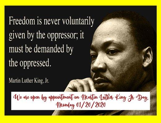 We are open by appointment on Martin Luther King Jr Day, Monday 01/20/2020
 Call (719)459-5120 livelovechiropractic.com