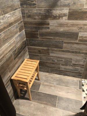 Bench right outside shower