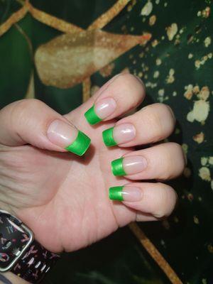 Acrylic  green French tips!