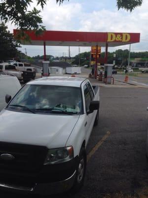 Gas Pumps and Signs at D&D Grocery