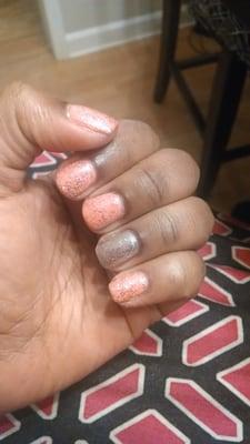 Glitter gel nails mid June - mid July. This manicure lasted 4 weeks! A good manicurist can work miracles.