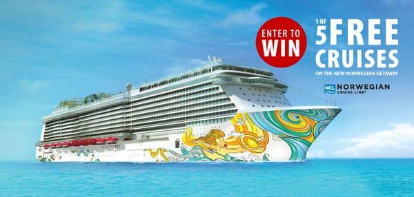 Sign Up for 1 of 5 Free Cruises!
https://www.cruiseshipcenters.com/en-US/VIPCruiseServices/Contest