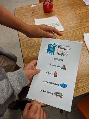 Family Service Night projects