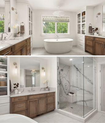 Custom home by Boyer Building.  Master bathroom