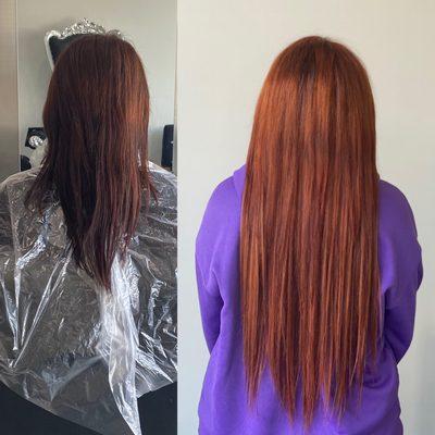 Before and after I tip hair extensions