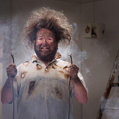 Don't look like this guy. Let us handle all your electrical work and stay safe.