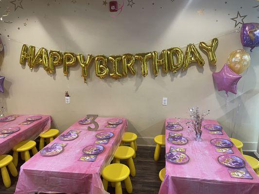 Decorated for 3rd birthday party