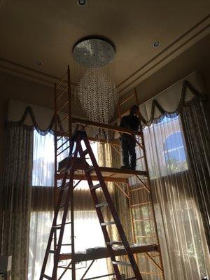 Crystal Chandelier Installation