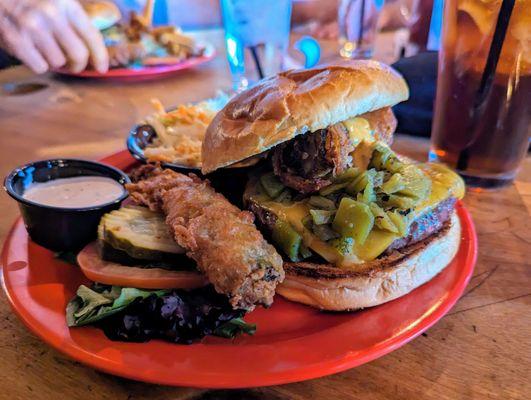 "NM Wagyu" Mad Chile Burger, slaw - it was pretty tasty, if a bit undercooked