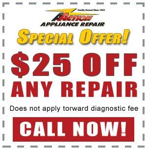 Appliance Repair Discount for Completed Repairs Only (does not apply to service change only).