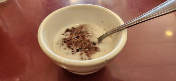 Black rice and coconut milk.