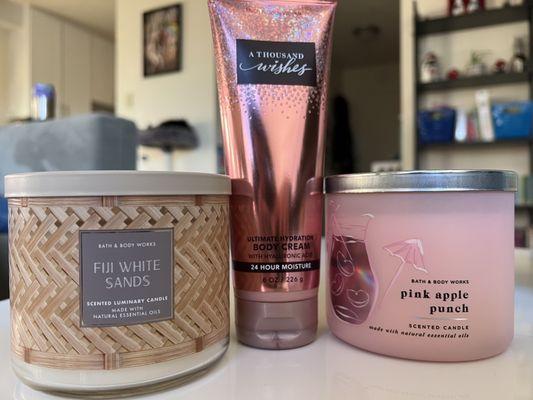 Candles, body cream