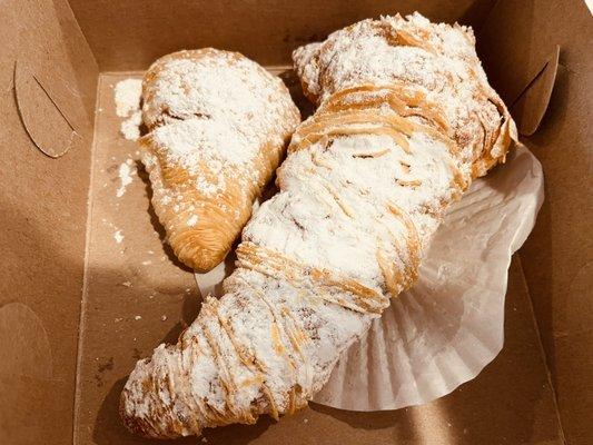 Left: Sfogliatelle (fan shell) Right: Lobster Tail