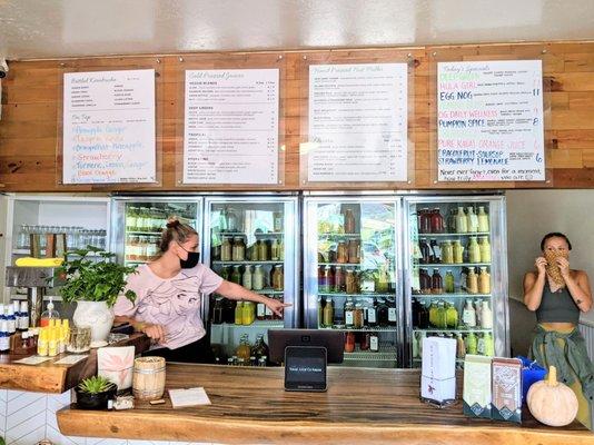 Menu + friendly staffers!