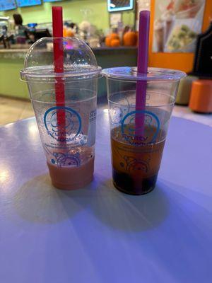 Boba Fruit Tea and Strawberry Mango Smoothie.