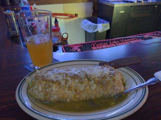 Wet chile Verde burrito and mind Haze.