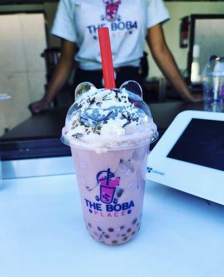 Chai Tea Taro with Brown Sugar Pearls, Panda Style