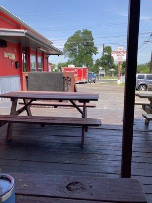 Covered area with picnic tables