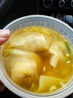 Wonton soup, something hot cause its cold outside.