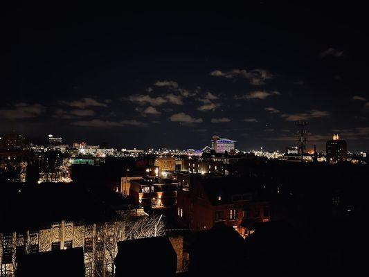 Night time balcony view