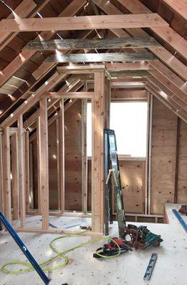 Attic conversion to bedroom.