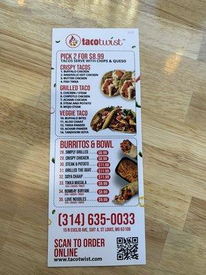 Taco Twist Menu