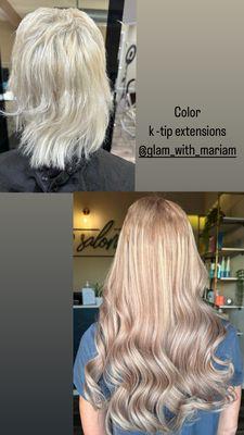 Color & keratin tip hair extensions