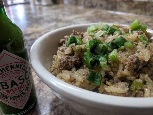 House -made Cajun Beef & Rice. The latest addition to Bay Leaf Restaurant's Southern Specialties.