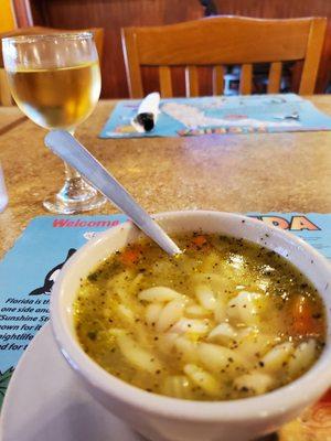 Chicken noodle soup, with orzo noodles