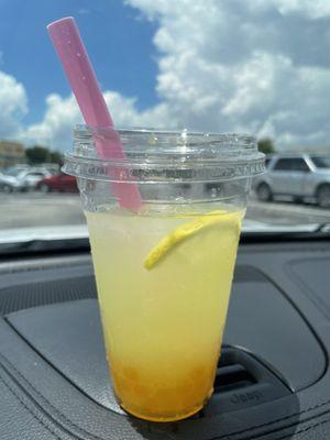 Passionfruit Tea Lemonade with passion fruit popping pearls. Super refreshing for the summer!!