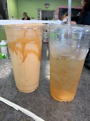 Caramel Macchiato shake and Lemon Iced Tea