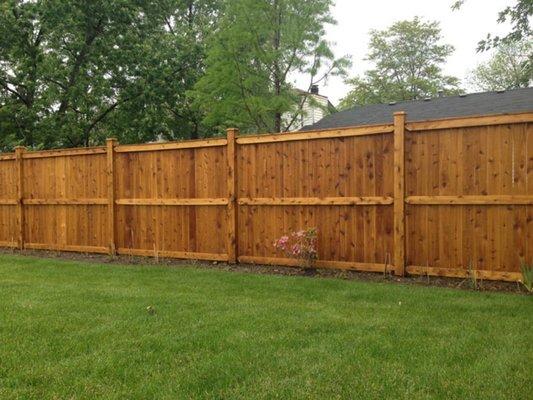 Wood privacy cedar fence