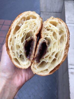 Inside of pain au chocolat