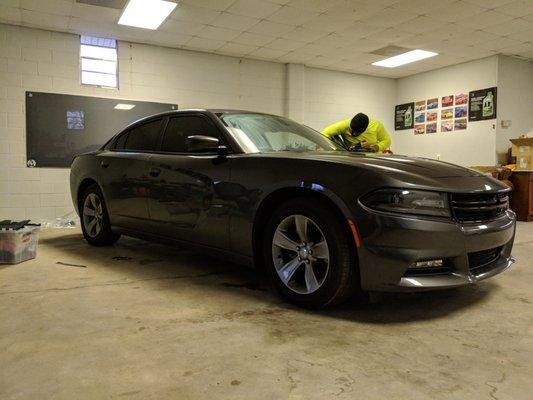 My car getting detailed and tinted.