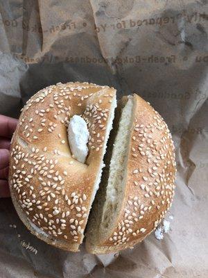 Really good bagels that are cut funny haha