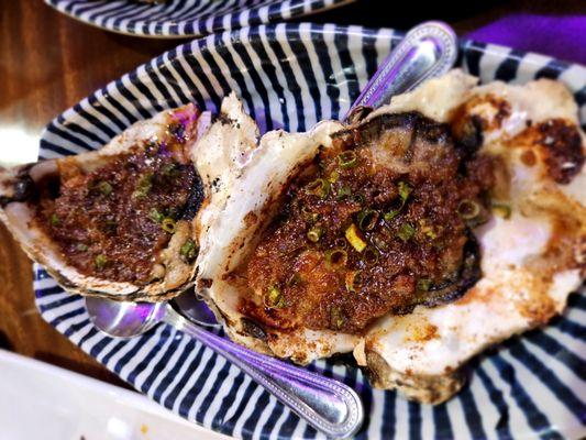 Grilled giant oysters. They got the best supply of raw food.