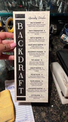 Drink menu