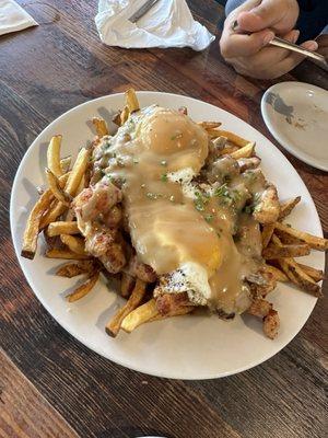 The poutine with over easy eggs is amazing! Our go to appetizer!